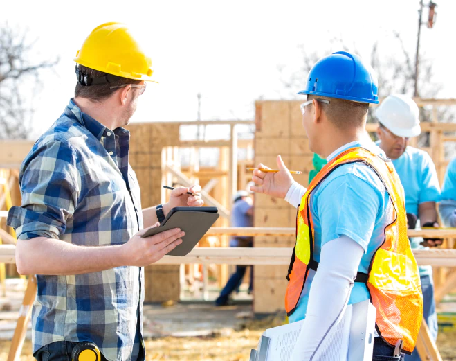 contractors working on their new project